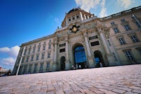 a large building with a clock on it