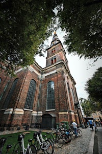 a brick building with a clock tower