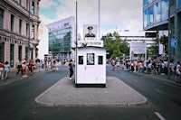 a police station in the middle of a city street