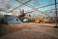 a plane in a garage