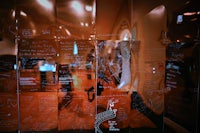 a mirror with a lot of writing on it
