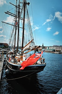 a boat docked in the water