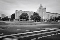 a black and white photo of a building