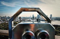 a view of a city from a binocular