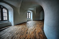 a brick floor in a room